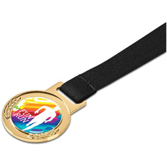 Achiever Medal With Black Petersham Lanyard - Gold