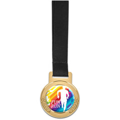 Achiever Medal With Black Petersham Lanyard - Gold