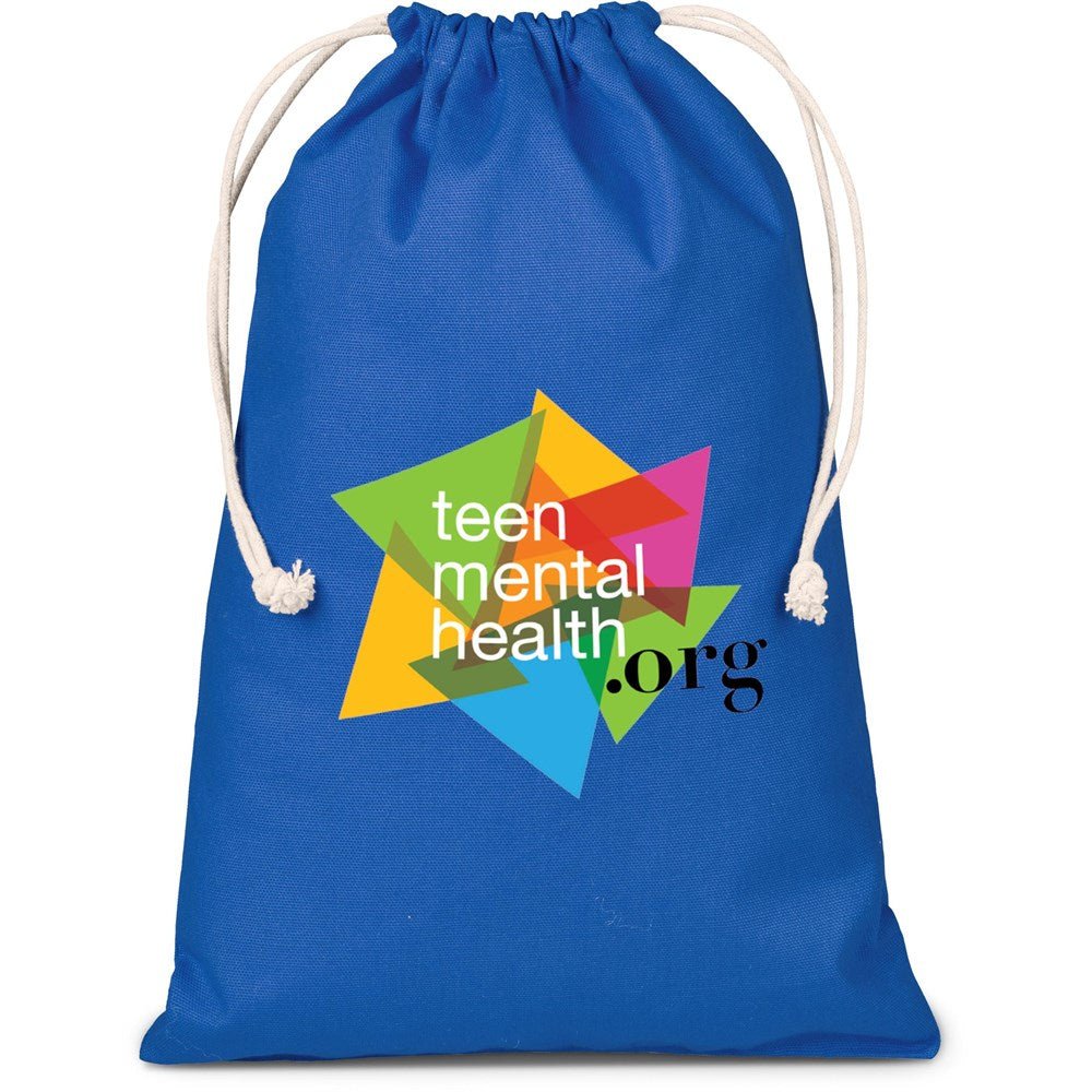 Allsorts Maxi Cotton Drawstring Pouch - Blue - Hum Merchandising
