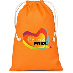 Allsorts Maxi Cotton Drawstring Pouch - Orange - Hum Merchandising