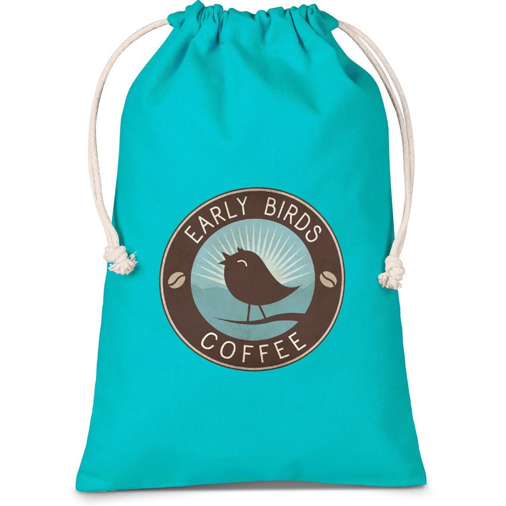 Allsorts Midi Cotton Drawstring Pouch - Turquoise - Hum Merchandising