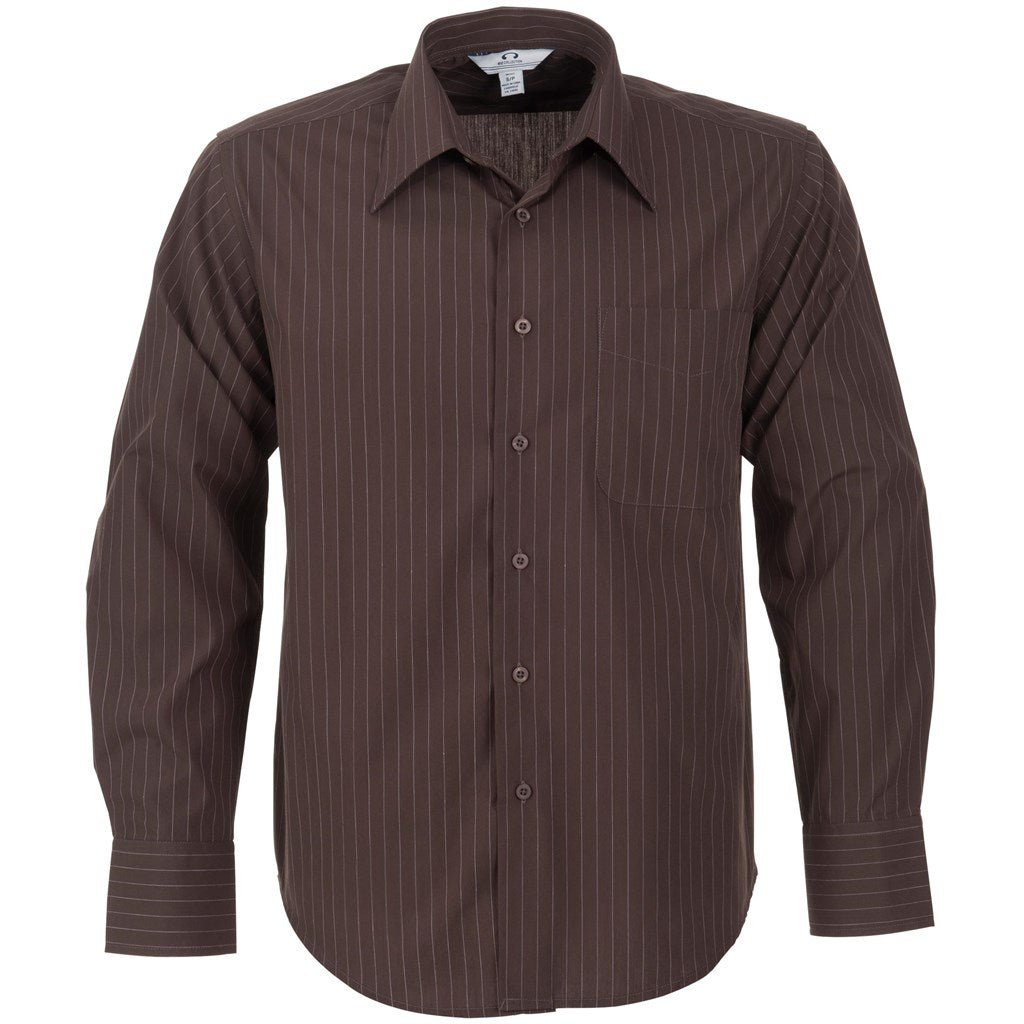 Mens Long Sleeve Manhattan Striped Shirt - Brown Old - Hum Merchandising