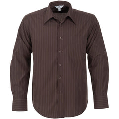 Mens Long Sleeve Manhattan Striped Shirt - Brown Old - Hum Merchandising