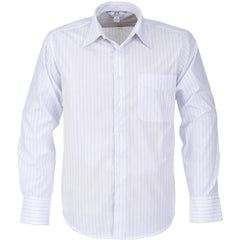 Mens Long Sleeve Manhattan Striped Shirt - White Navy - Hum Merchandising